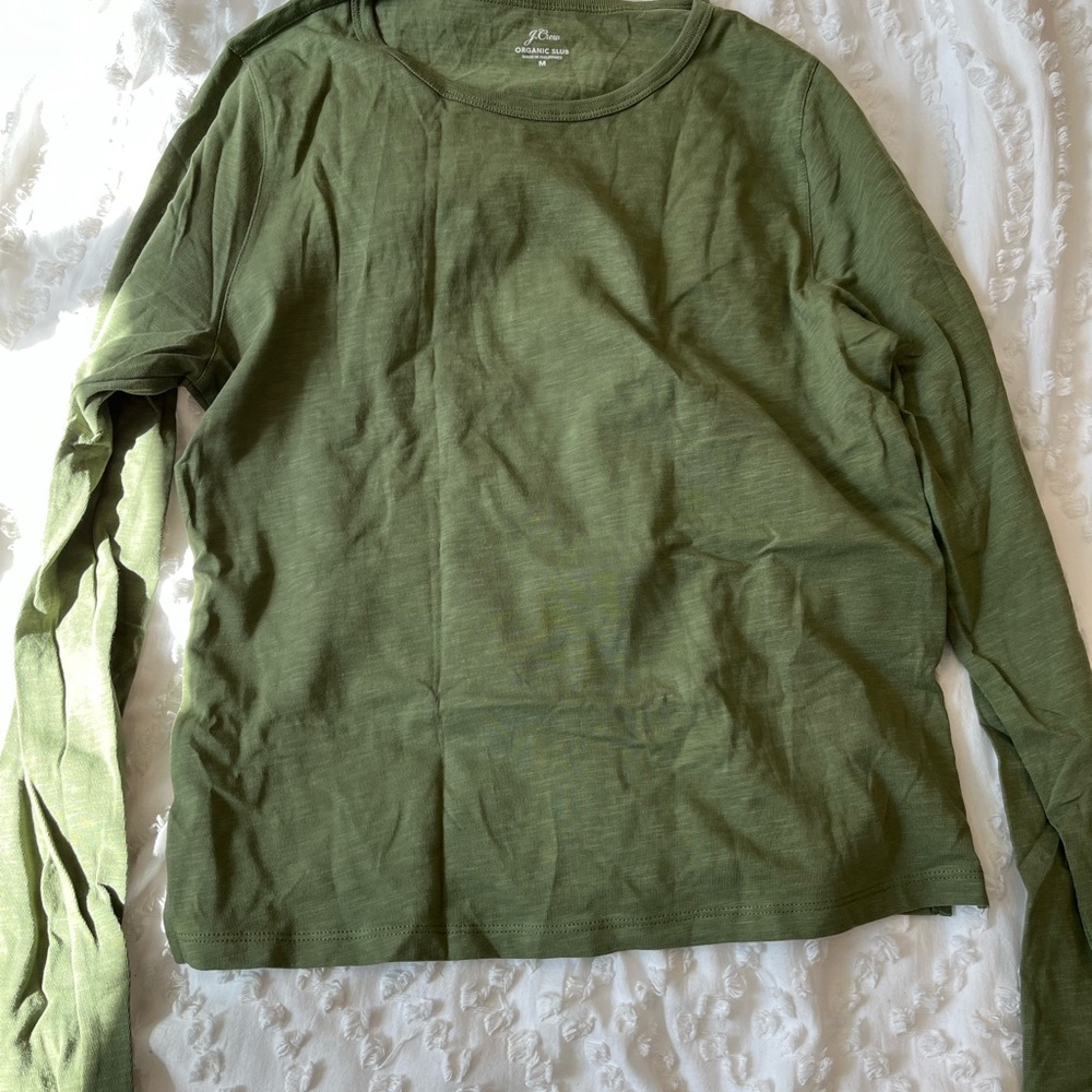 J. Crew Olive Organic Slub Tee